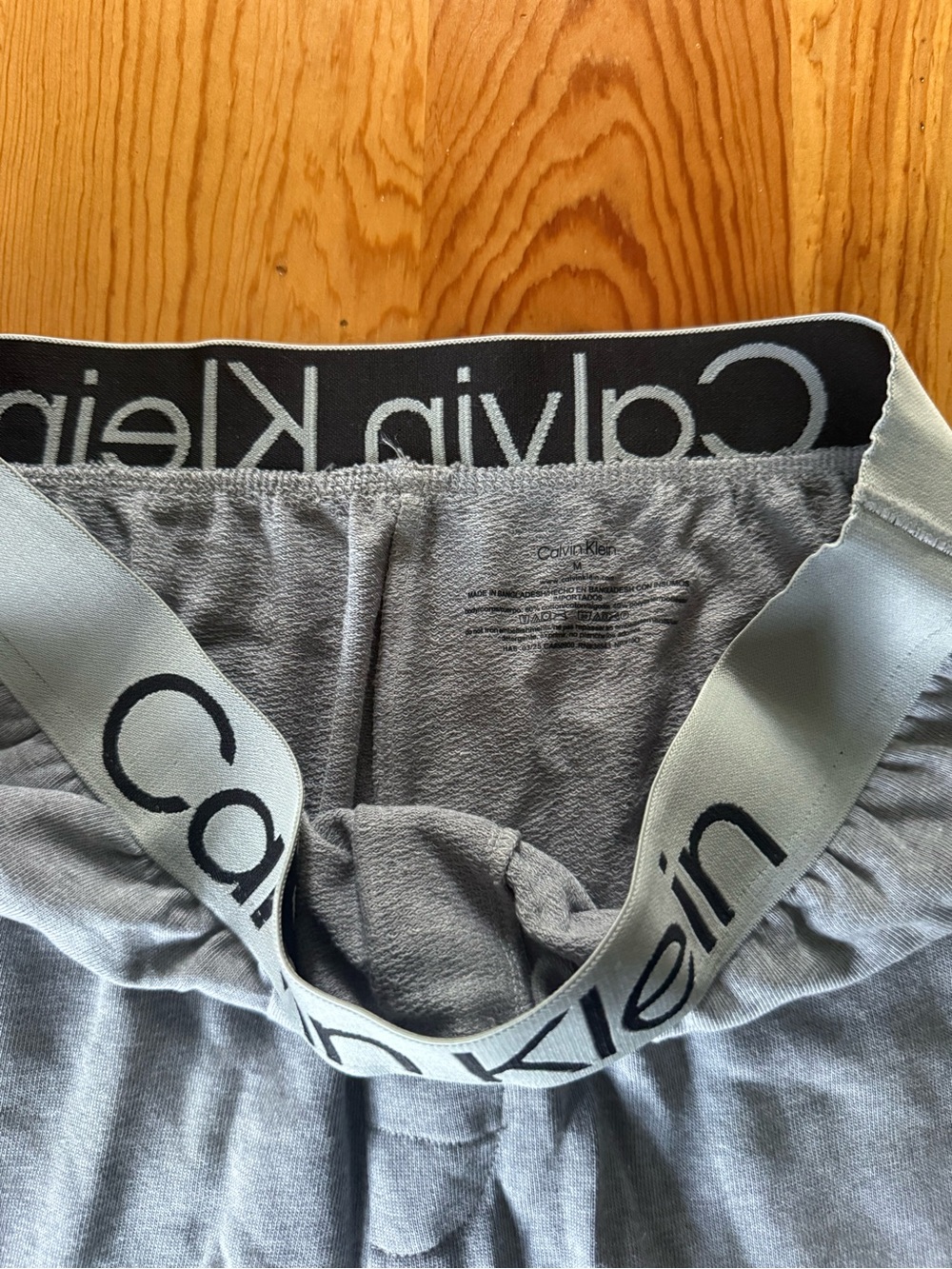 Calvin Klein Light Gray Athletic Shorts with Black Branded Waistband